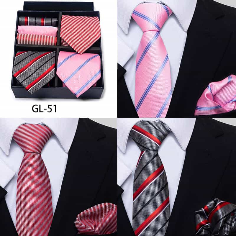 Men's 6 Pieces Neckties & Pocket Squares Set Gift for Friends