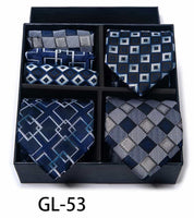 Men's 6 Pieces Neckties & Pocket Squares Set in Plaid Striped