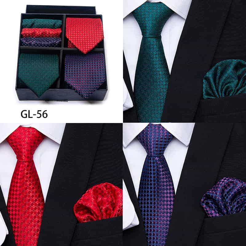 Men's 6 Pieces Neckties & Pocket Squares Colorful Gift Set