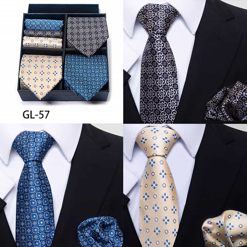 Men's 6 Pieces Neckties & Pocket Squares Colorful Gift Set