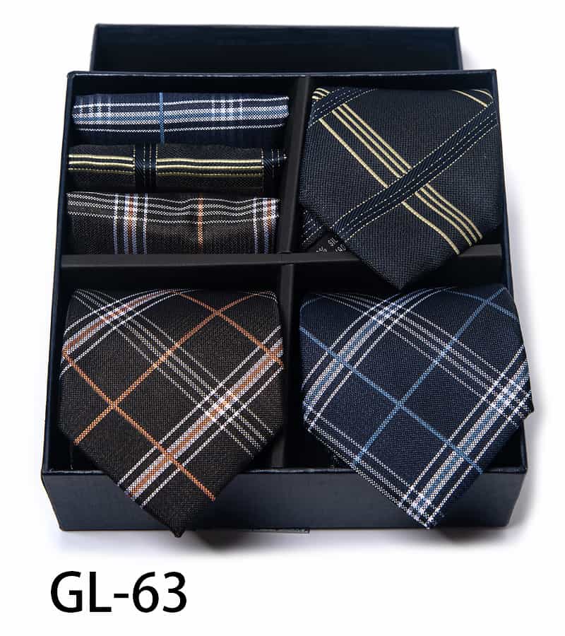 Men's 3 Pieces Neckties & 3 Pieces Pocket Squares Gift Set