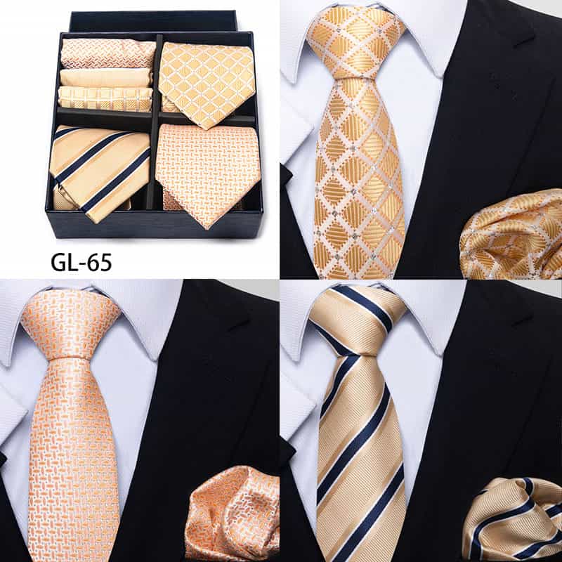 Men's 6 Pieces Neckties & Pocket Squares Gift Set with Traditional Pattern