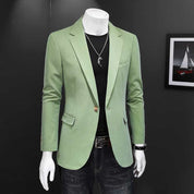 Men's Light Green Blazer Slim Fit One Button Closure