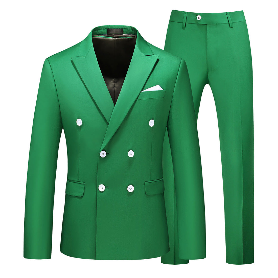 Men 2 Piece Double Breasted Suit With 10 Solid Colors