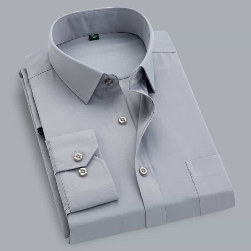 Men's Shirt Long Sleeve Solid Color Large Size