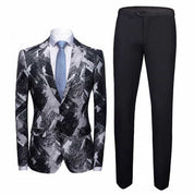 Men 2 Piece Suit Tuxedos with Tie-Dyed Print