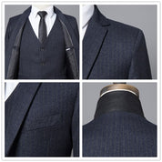 Men's 3 Piece Pinstriped Suit in Black and Grey
