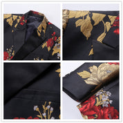 Men's 2 Piece Printed Suit with Red & Gold Flower