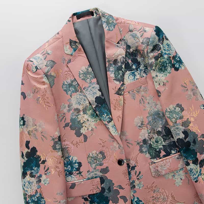 Men's Sport Coat Slim fit Pink Printed Floral Blazer