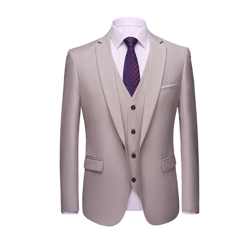 Men's Blue & White & Pink & Purple 3 Piece Solid Suit