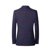Men's Blazer Plaid Single Breasted Jacket Burgundy Blue Sport Coat