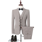 Men's  3 Piece Suit Solid Grey Brown Khaki Colors