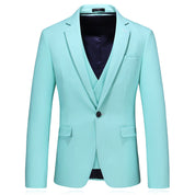 Men Blazer Jacket in Solid Light Blue One Button