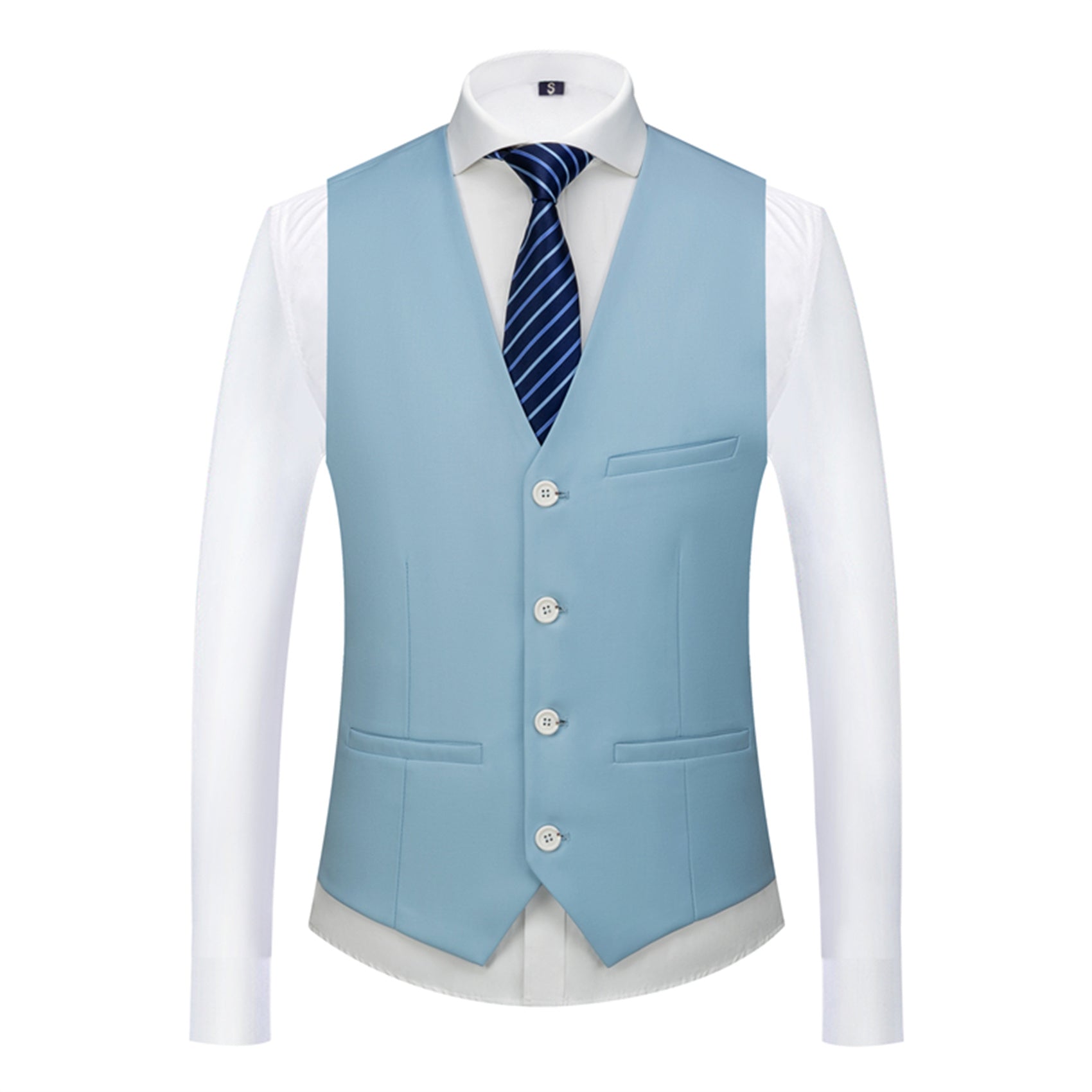 Men's Single Breasted Stylish Plain Vest Four Buttons Slim Fit Solid Waistcoat