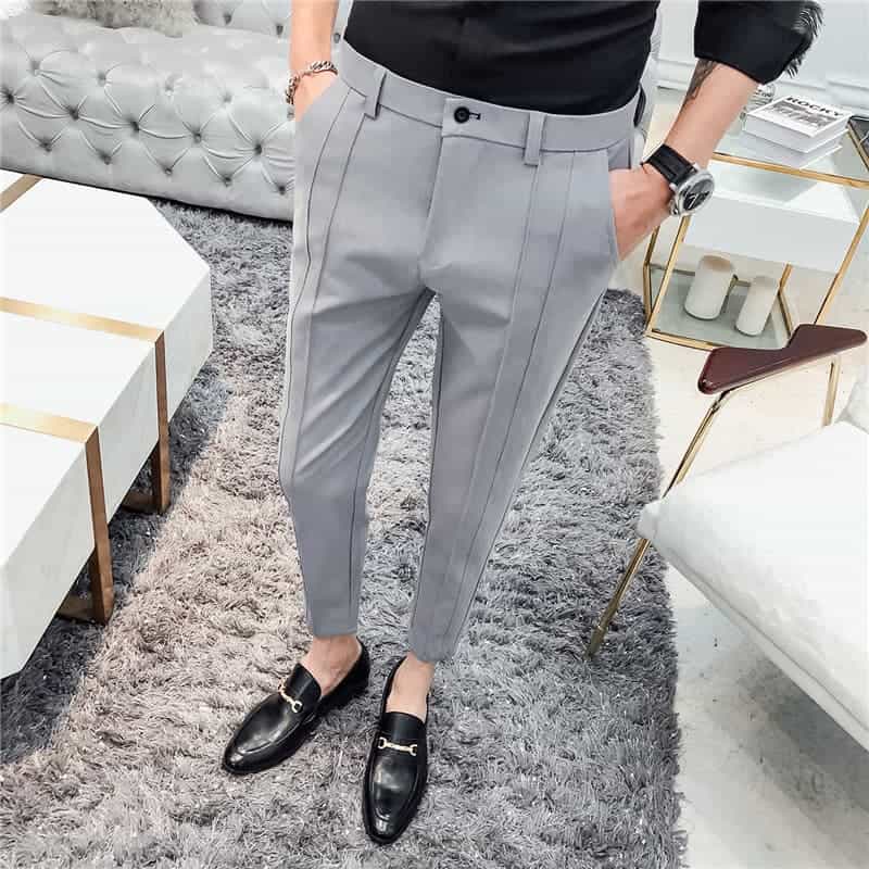 Amazon.com: IJKEID Men's Business Formal Pant Flap Front Straight Leg  Trousers Solid Color Baggy Thin Pants Autumn Work Cropped Pant : Sports &  Outdoors