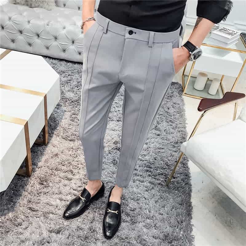 Casual Pants Slim Cropped Trousers Mens Cropped Dress Pants Skinny