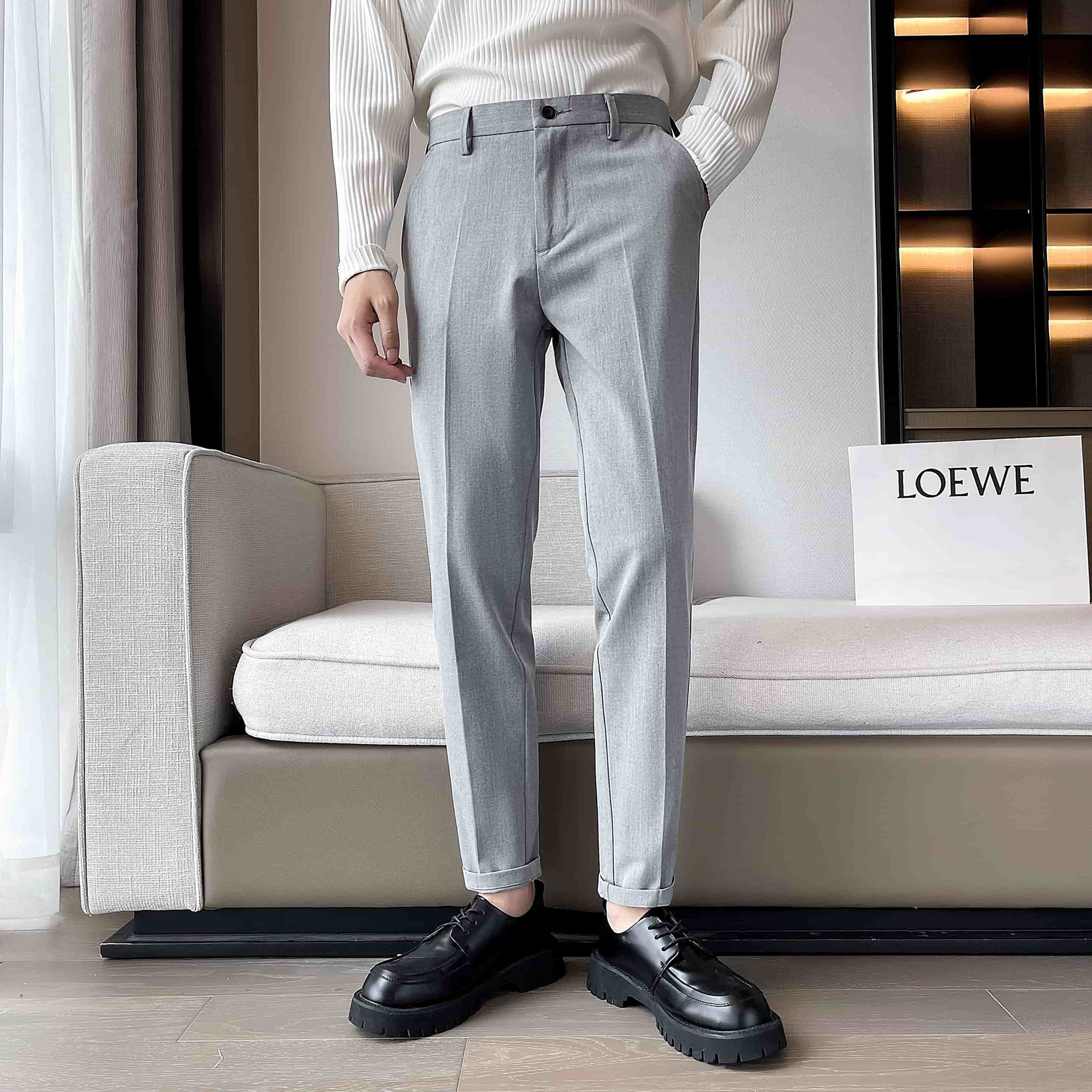 MOGU Skinny Fit Casual Ankle Dress Pants, Charcoal / 32