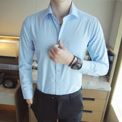 Men's Shirt Long Sleeve Solid Color Large Size