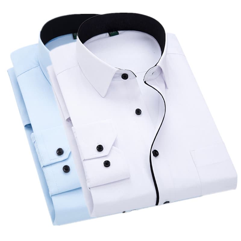 Men's Dress Shirt Wrinkle-Free Solid Skinny Long-Sleeved Formal For Prom Wedding Business
