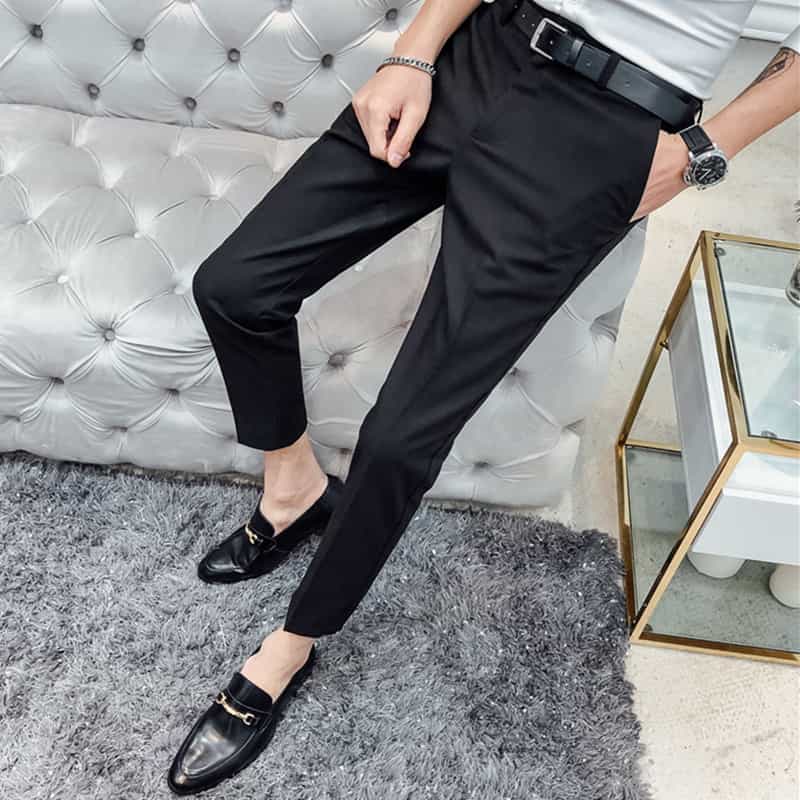 Slim Beige Suit Crop Trousers | boohoo
