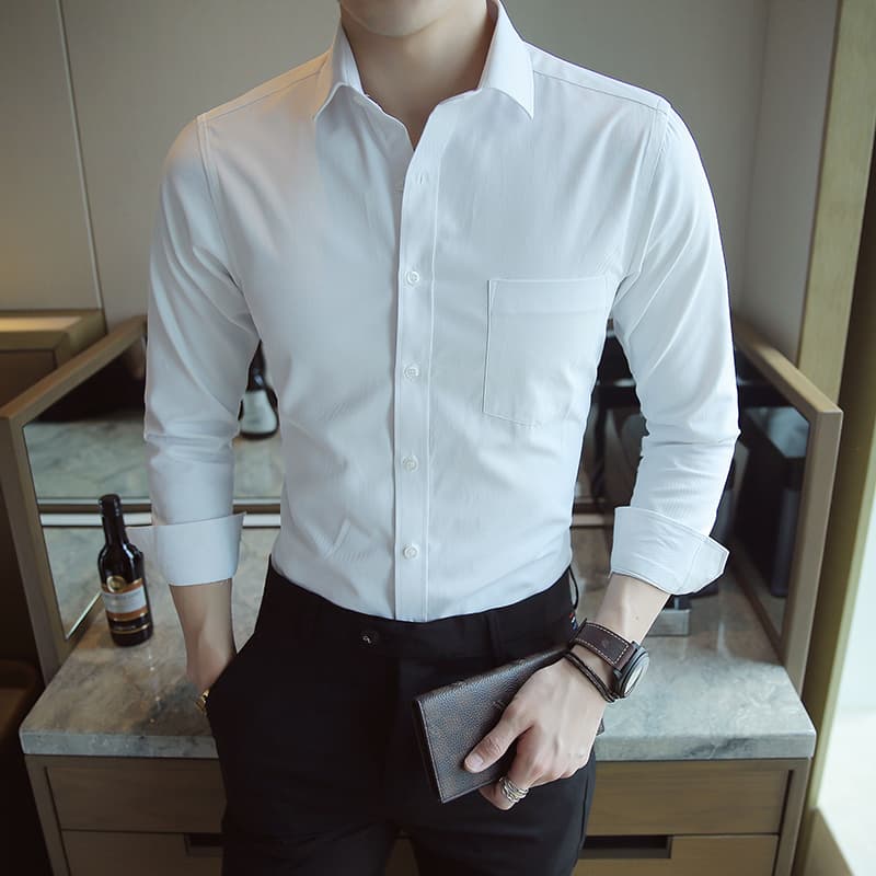 Men's Shirt Long Sleeve Twill Fabric Large Size Shirt