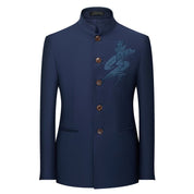 Mens Tang Blazer Embroidered Mandarin Collar Suit Jacket in 6 Colors