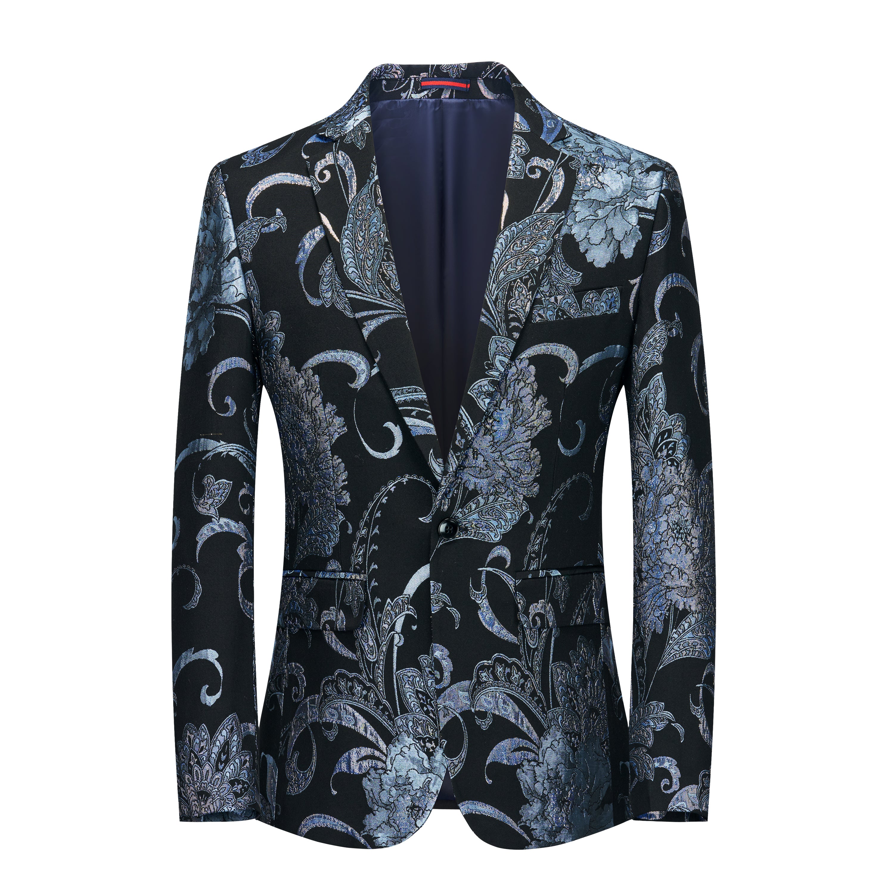 Men's Blazer Casual One Button Suit Jacket Leisure Floral Printed Sport Coat