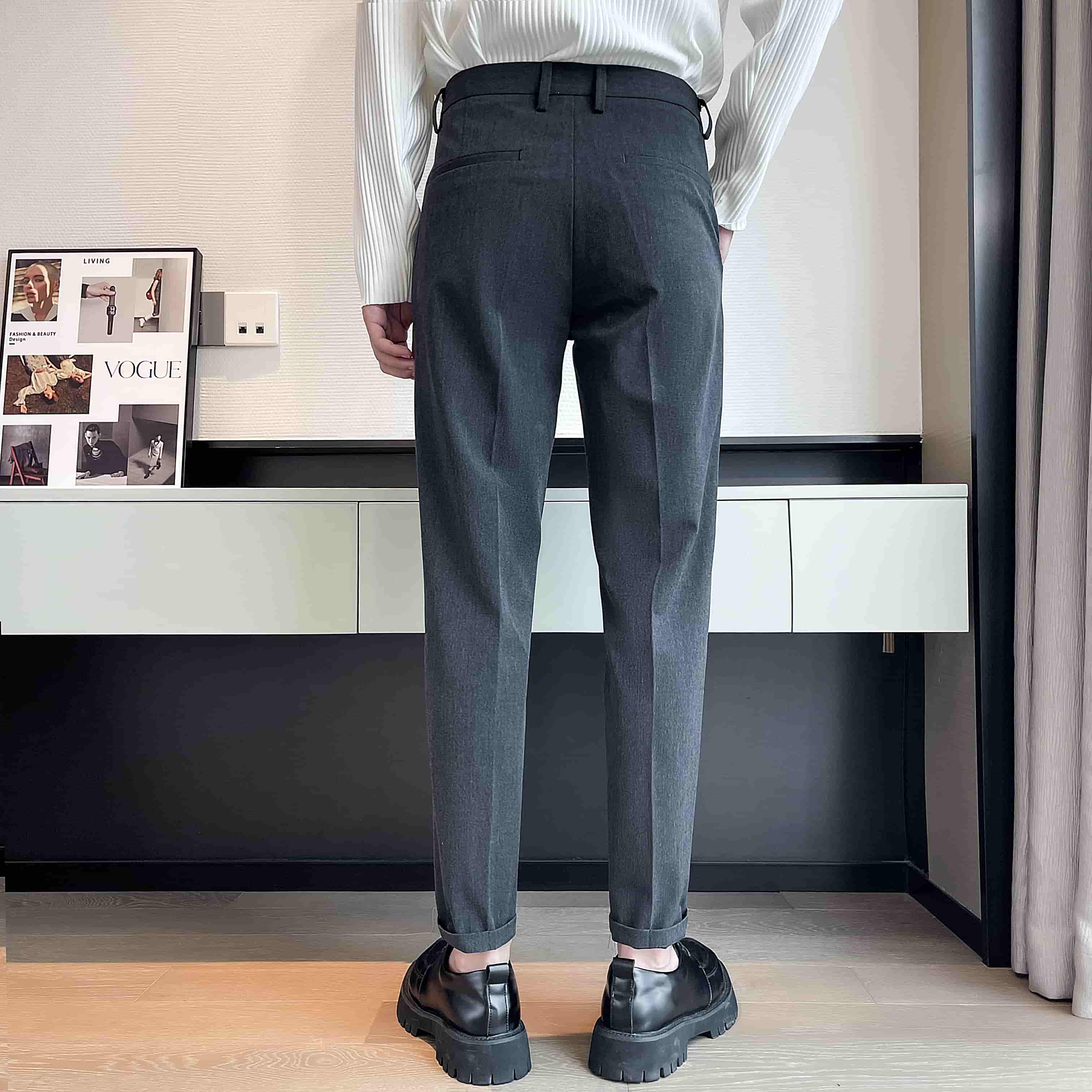 charcoal trousers