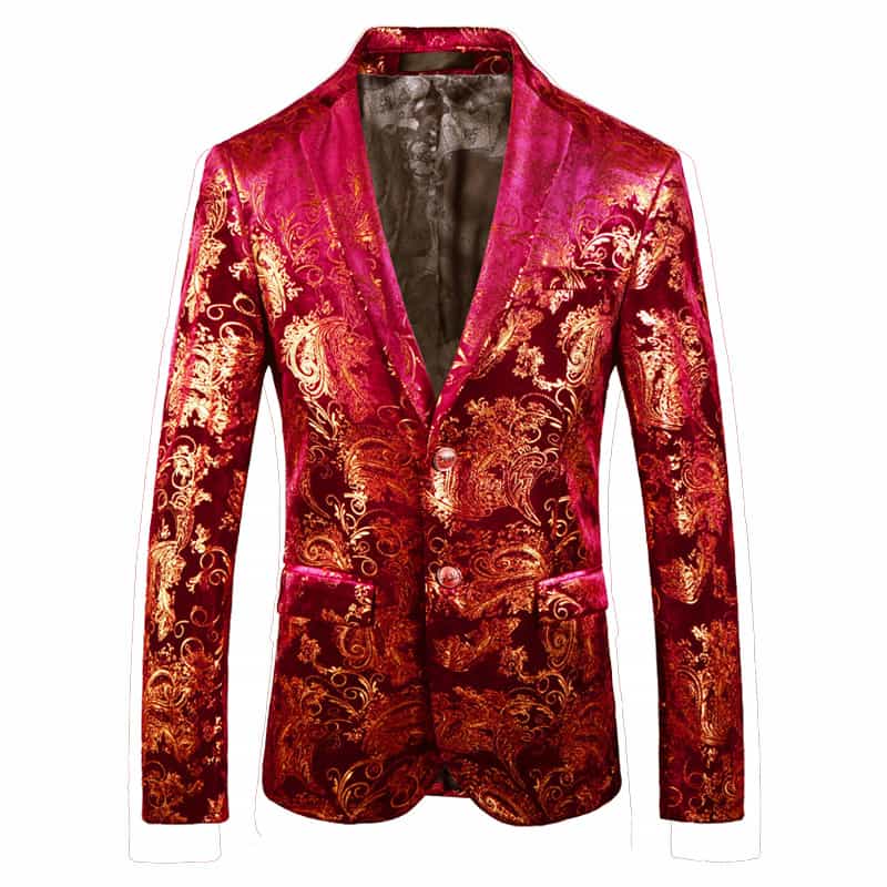 Men Blazer Stylish Dress Party Floral Suit Jacket Slim Fit Sport Coat
