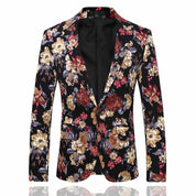 Men's Blazer Stylish Floral Pattern  Jacket One Buttons Slim Fit Sport Coat