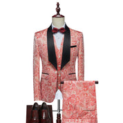 Men's 3 Piece Casual Floral Printed Tuxedos For Prom