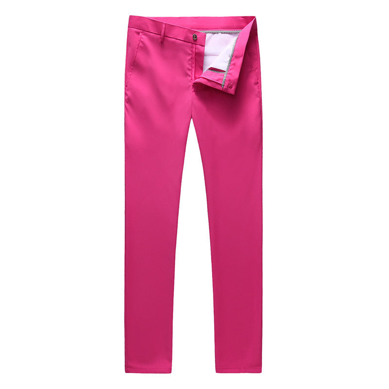 Men's 2 Piece Suit Solid Hot Pink One Button Closure