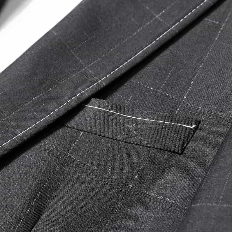 Men's Blazer Slim Fit One Button Suit Jacket Black Plaid Casual Sport Coat
