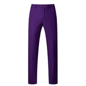 Men Solid Purple 2 Piece Suit One Button Closure
