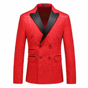 Men‘s Double Breasted Blazer Floral Jacquard Suit Jacket Elegant
