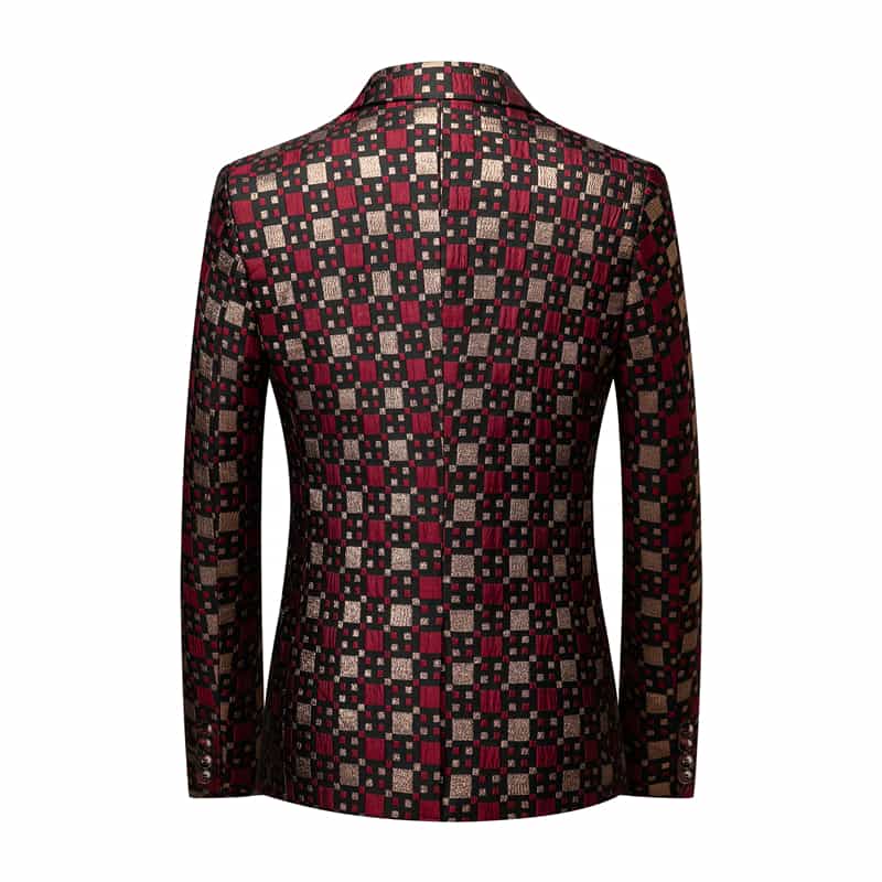PLAID JACQUARD DOUBLE BREASTED BLAZER | YOKE