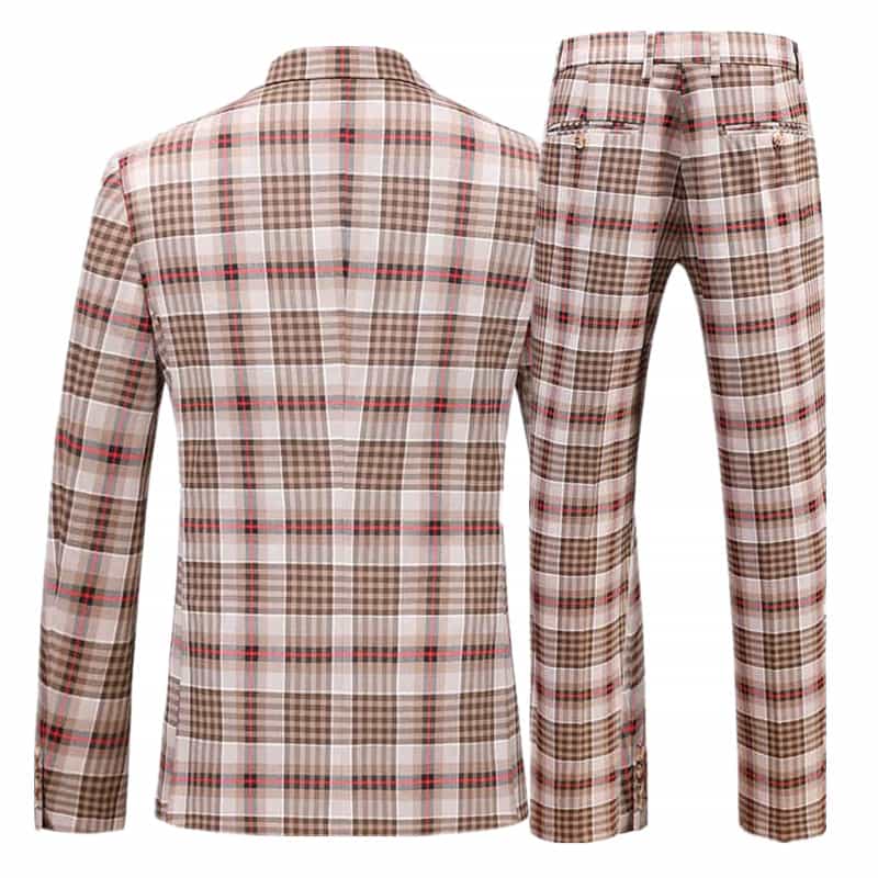 Mogu Mens Double Breasted Suit 2 Piece Slim Fit Plaid Tuxedo for Wedding Prom Homecoming, Jacket42/Pants38 / Red Mogu Mens Double Breasted Suit 2 Piece Slim Fit Plaid Tuxedo for Wedding Prom Homecoming, Jacket42/Pants38 / Red