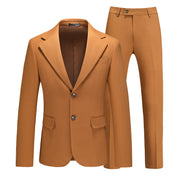 Men's 2 Piece Slim Fit Suit in Solid Brown
