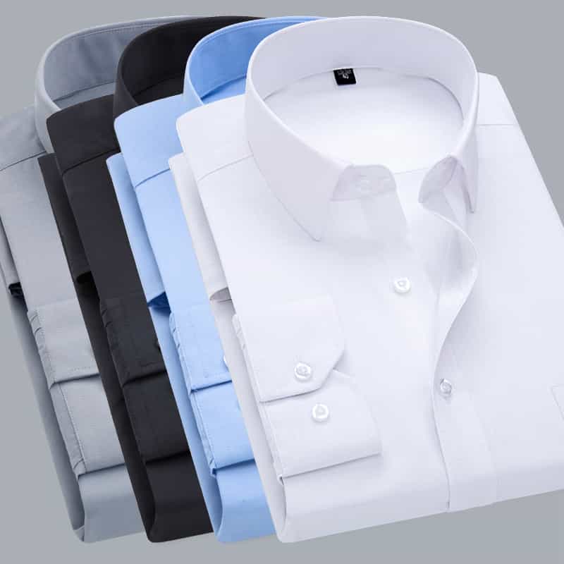 Men's Shirt Long Sleeve Solid Color Large Size