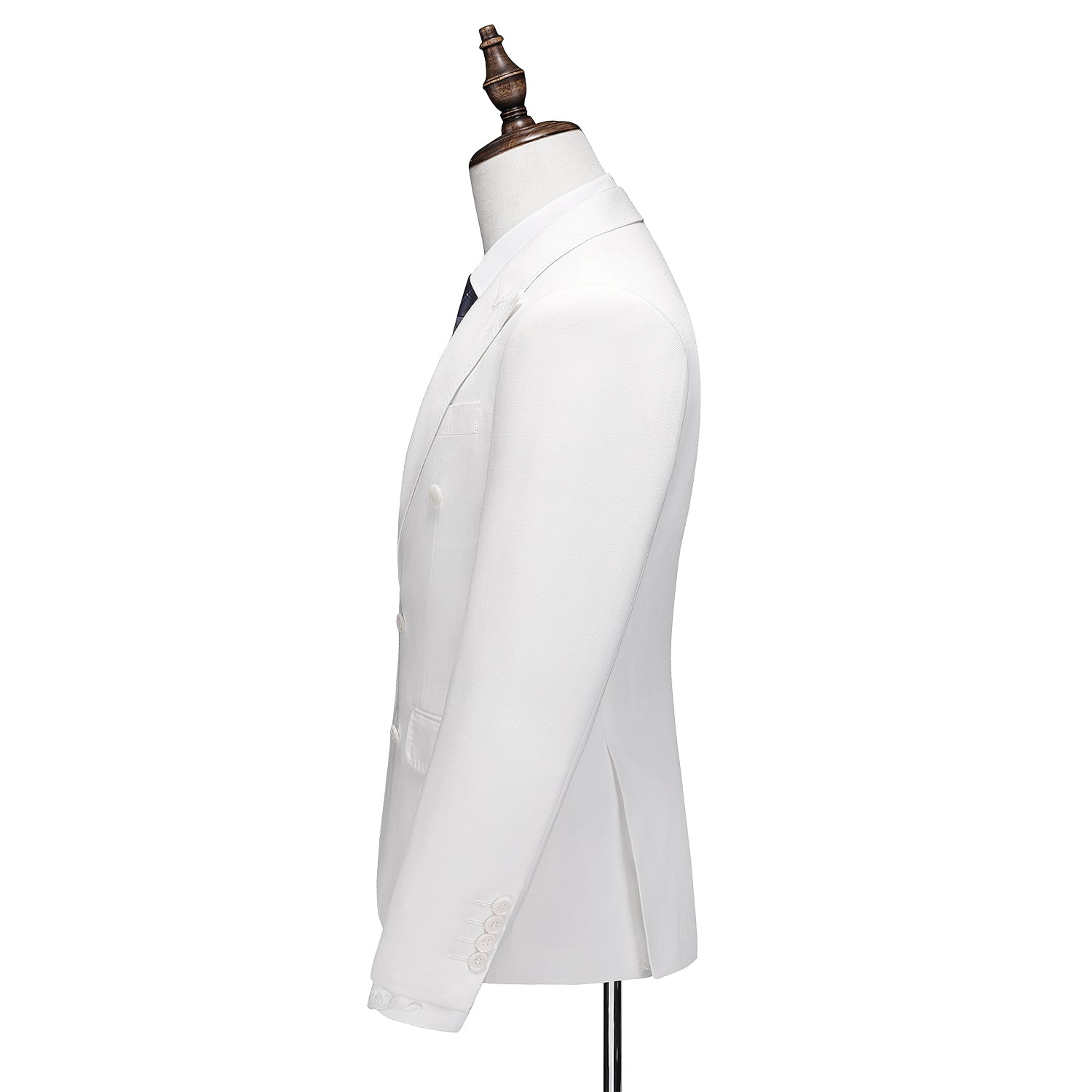 Men's Solid White Double Breasted Blazer