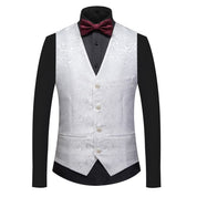 Mens Single Breasted Elegant Printed Vest Slim Fit Solid Waistcoat