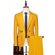 Men's 2 Piece  Suit in Solid Yellow White Blue Red