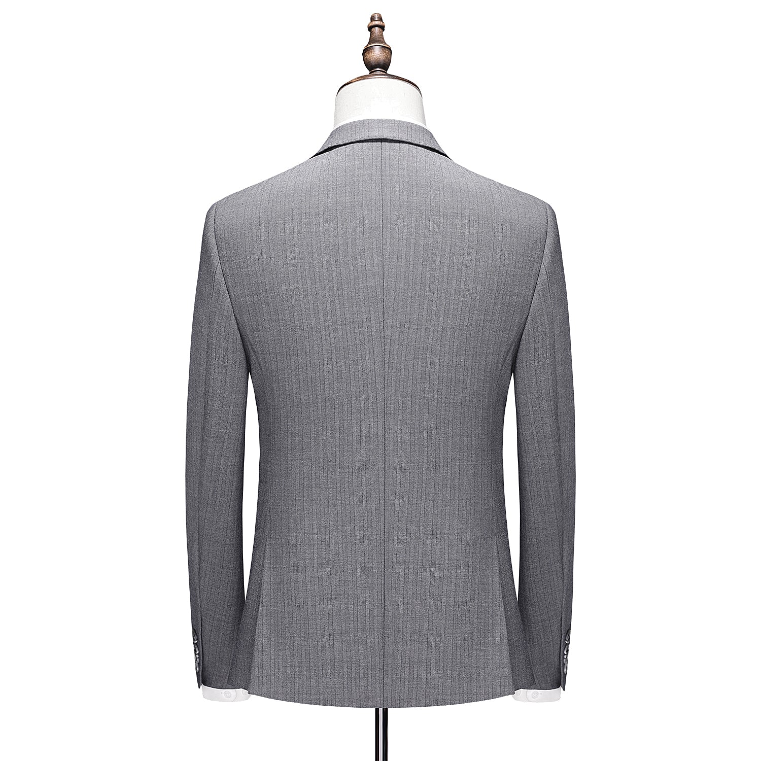Men's Striped Blazer Coat in Solid Grey Two Buttons