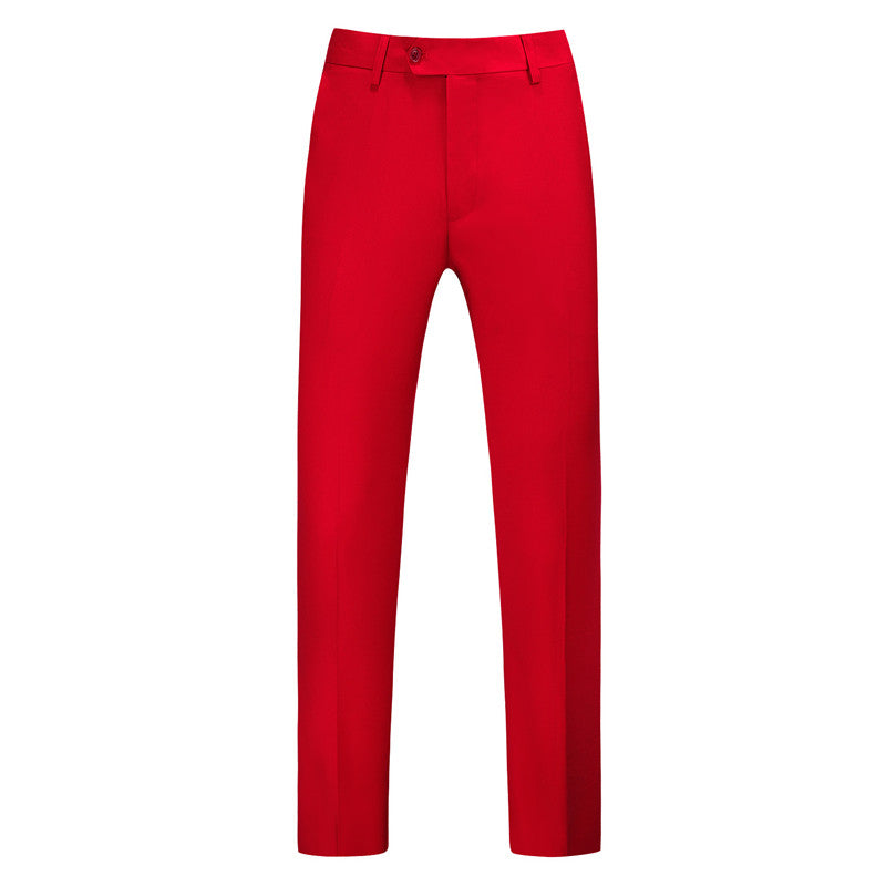 MOGU Mens Slim Fit Flat Front Pants Solid Color, Red / 30